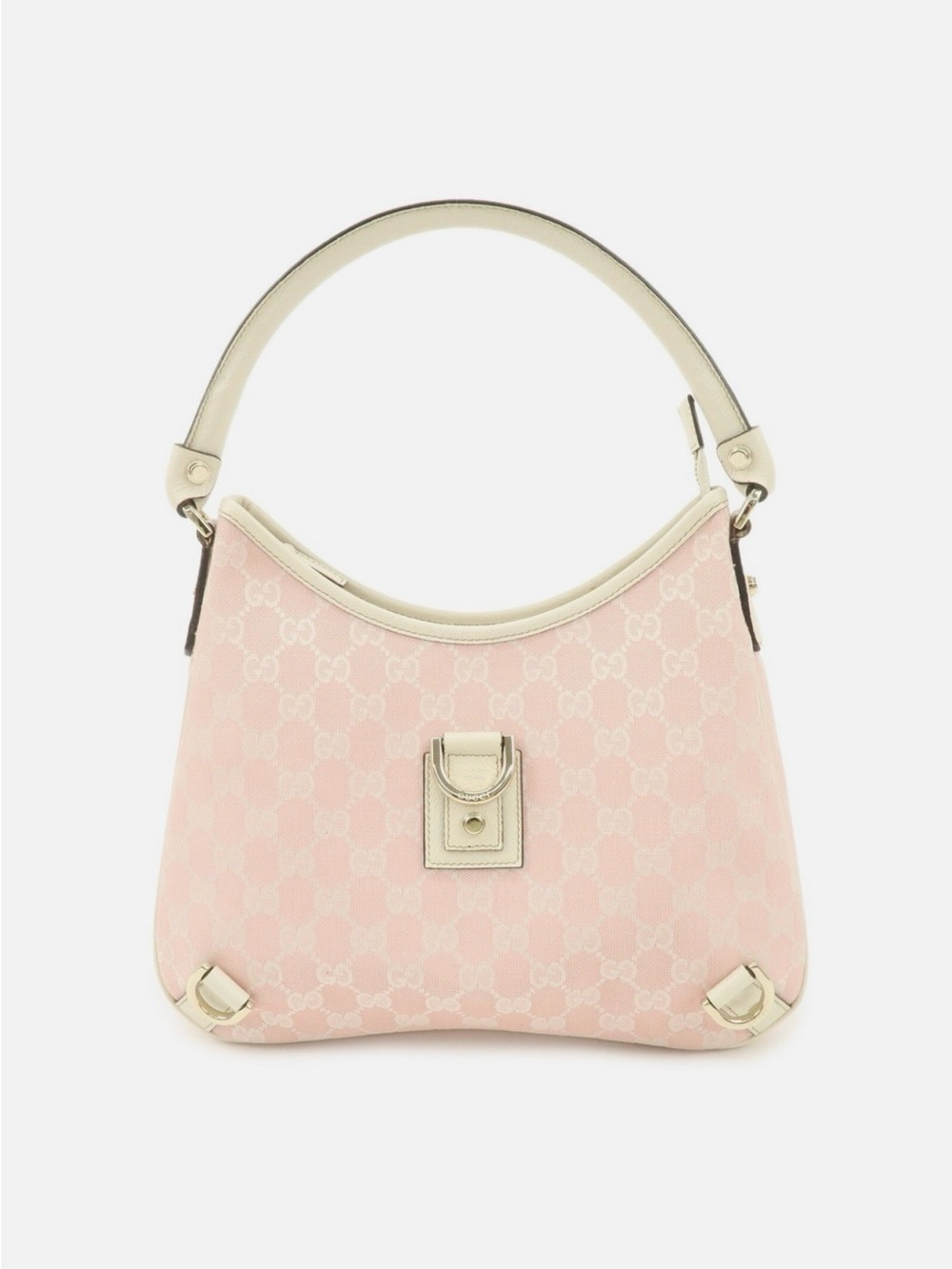 Gucci Pink GG Canvas Shoulder Bag with Cream Trim